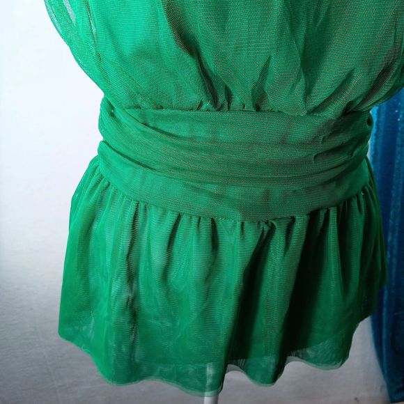 NWT Sincerely Jules Size M Green Tulle One Shoulder Pretty Top St. Patrick's Day - Picture 5 of 15